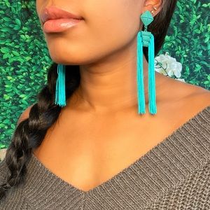 Teal Tassel Earrings